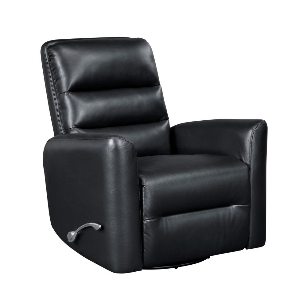 Demy Swivel Glider Manual Reclining Chair, Black Faux Leather Cushions - BM346751