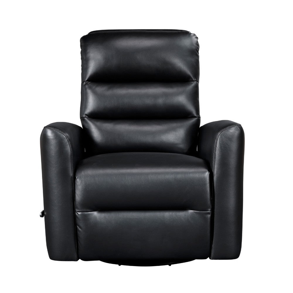 Demy Swivel Glider Manual Reclining Chair, Black Faux Leather Cushions - BM346751
