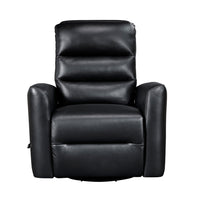 Demy Swivel Glider Manual Reclining Chair, Black Faux Leather Cushions - BM346751