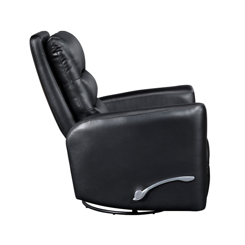 Demy Swivel Glider Manual Reclining Chair, Black Faux Leather Cushions - BM346751