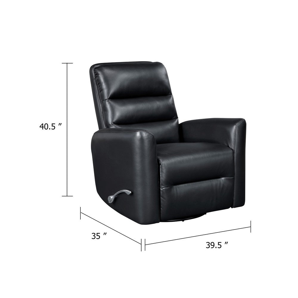 Demy Swivel Glider Manual Reclining Chair, Black Faux Leather Cushions - BM346751