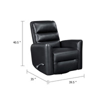 Demy Swivel Glider Manual Reclining Chair, Black Faux Leather Cushions - BM346751