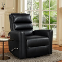 Demy Swivel Glider Manual Reclining Chair, Black Faux Leather Cushions - BM346751