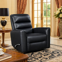 Demy Swivel Glider Manual Reclining Chair, Black Faux Leather Cushions - BM346751