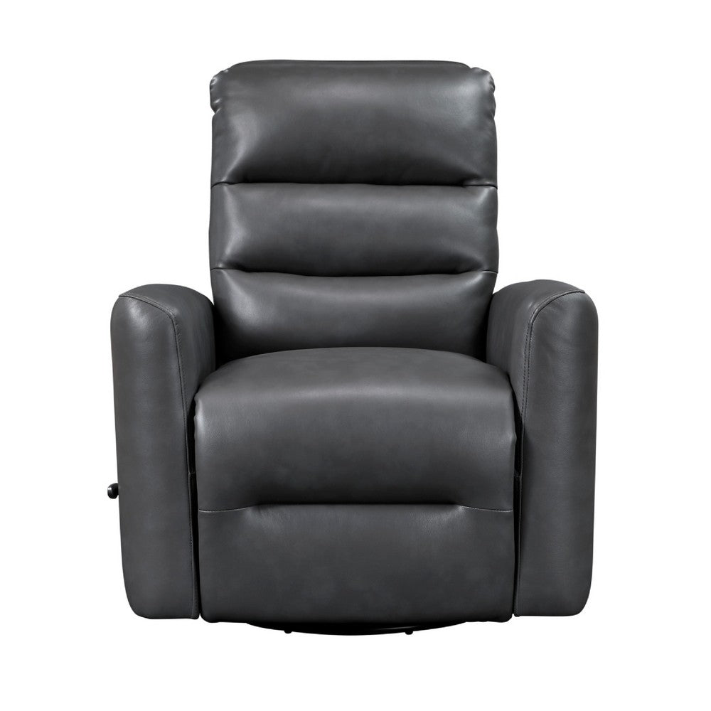 Demy Swivel Glider Manual Reclining Chair, Gray Faux Leather Cushions - BM346752