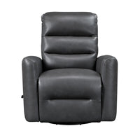 Demy Swivel Glider Manual Reclining Chair, Gray Faux Leather Cushions - BM346752