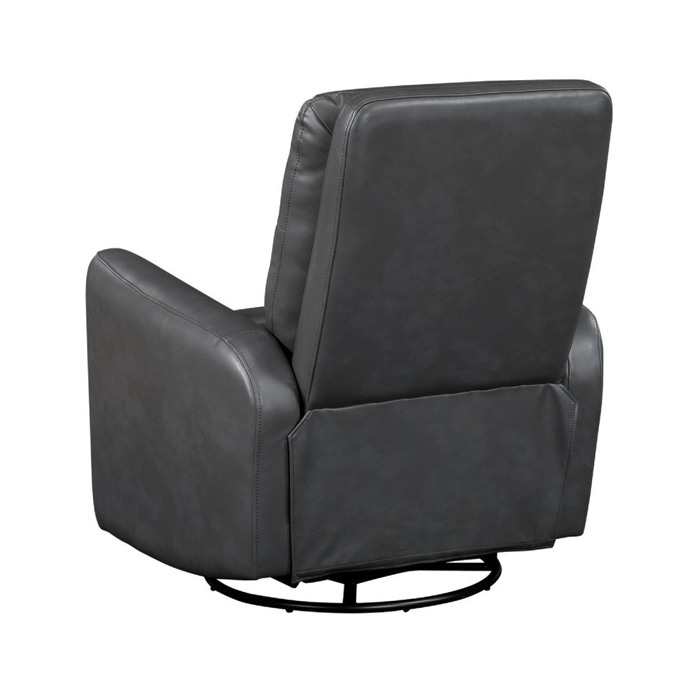 Demy Swivel Glider Manual Reclining Chair, Gray Faux Leather Cushions - BM346752