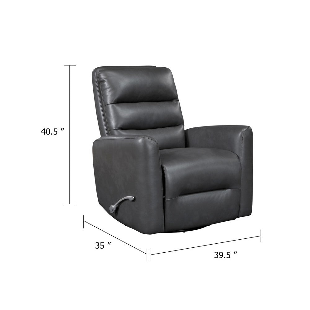 Demy Swivel Glider Manual Reclining Chair, Gray Faux Leather Cushions - BM346752
