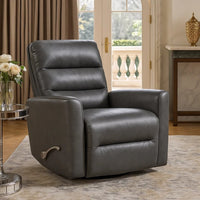 Demy Swivel Glider Manual Reclining Chair, Gray Faux Leather Cushions - BM346752