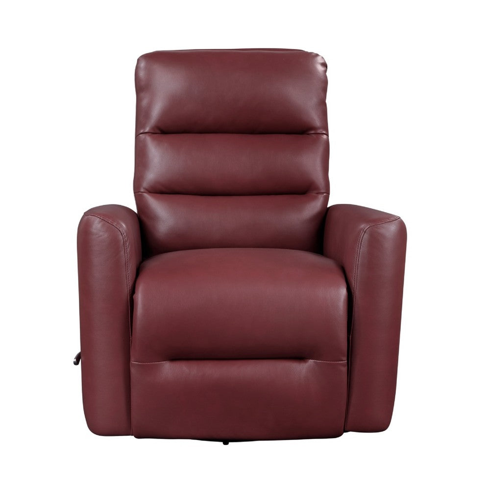 Demy Swivel Glider Manual Reclining Chair, Red Faux Leather Cushions - BM346753