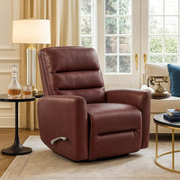 Demy Swivel Glider Manual Reclining Chair, Red Faux Leather Cushions - BM346753