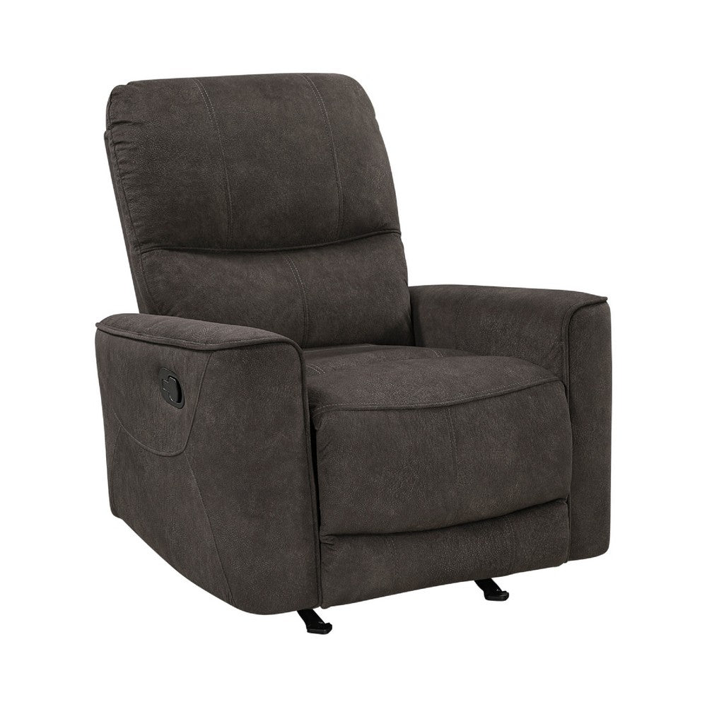Ray Rocker Manual Reclining Chair, Chocolate Brown Polished Microfiber - BM346754