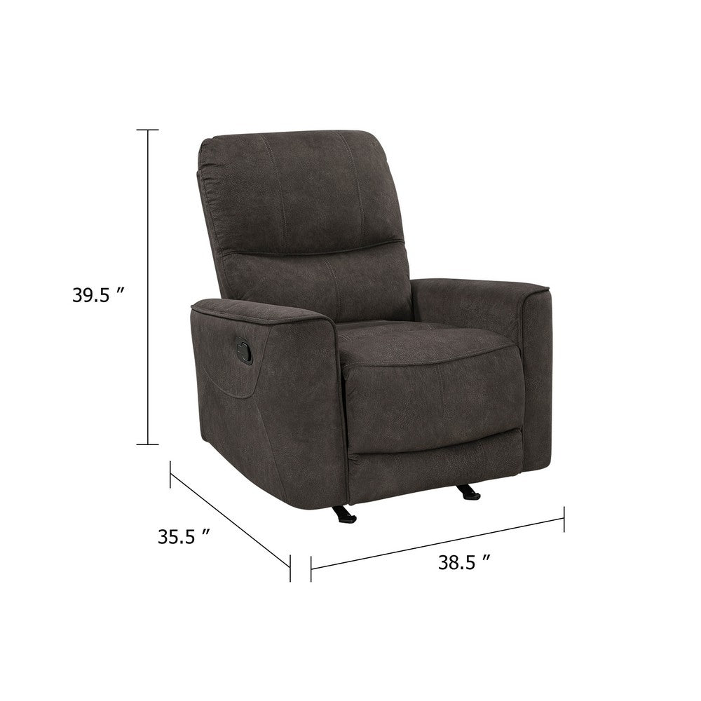 Ray Rocker Manual Reclining Chair, Chocolate Brown Polished Microfiber - BM346754