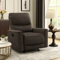 Ray Rocker Manual Reclining Chair, Chocolate Brown Polished Microfiber - BM346754