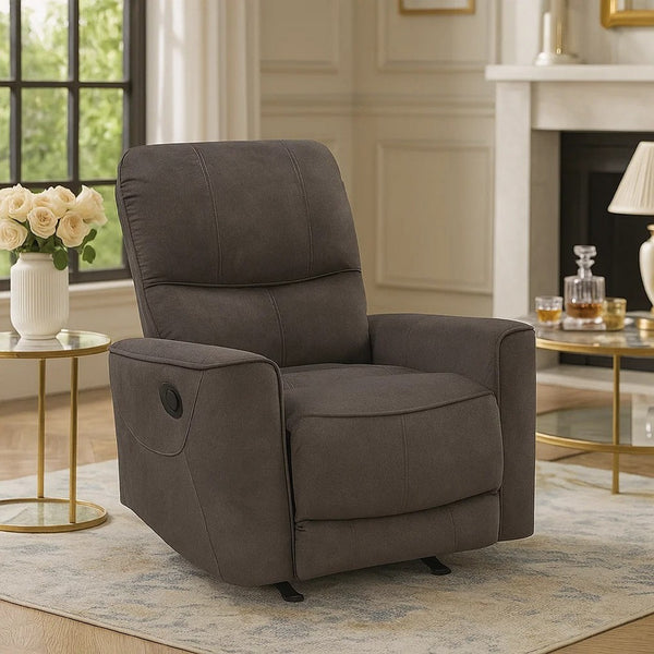 Ray Rocker Manual Reclining Chair, Chocolate Brown Polished Microfiber - BM346754