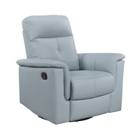 Rem Swivel Glider Manual Reclining Chair, Light Blue Top Grain Leather - BM346755