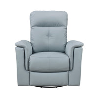 Rem Swivel Glider Manual Reclining Chair, Light Blue Top Grain Leather - BM346755