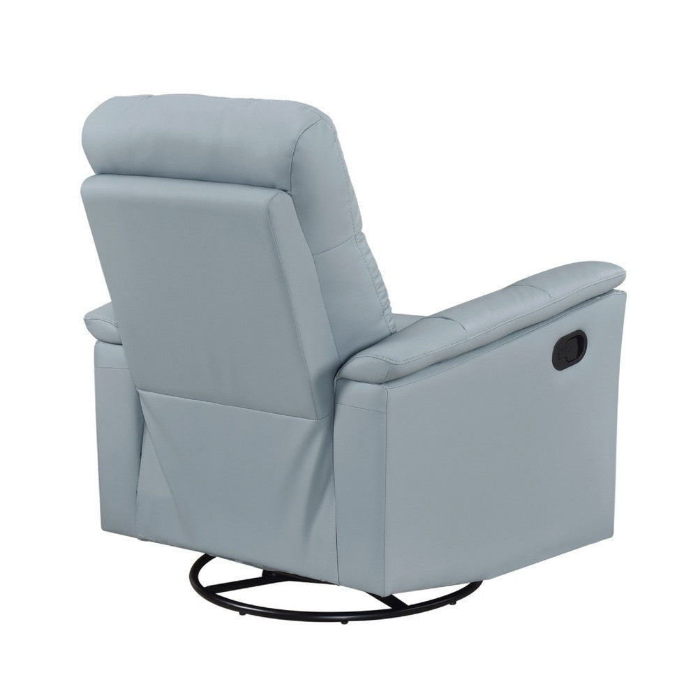 Rem Swivel Glider Manual Reclining Chair, Light Blue Top Grain Leather - BM346755