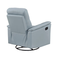 Rem Swivel Glider Manual Reclining Chair, Light Blue Top Grain Leather - BM346755