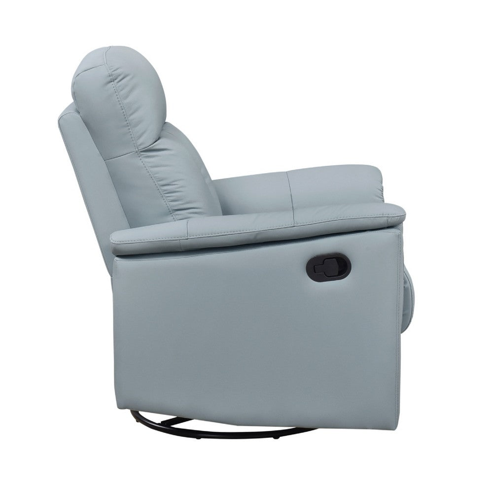 Rem Swivel Glider Manual Reclining Chair, Light Blue Top Grain Leather - BM346755