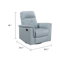 Rem Swivel Glider Manual Reclining Chair, Light Blue Top Grain Leather - BM346755