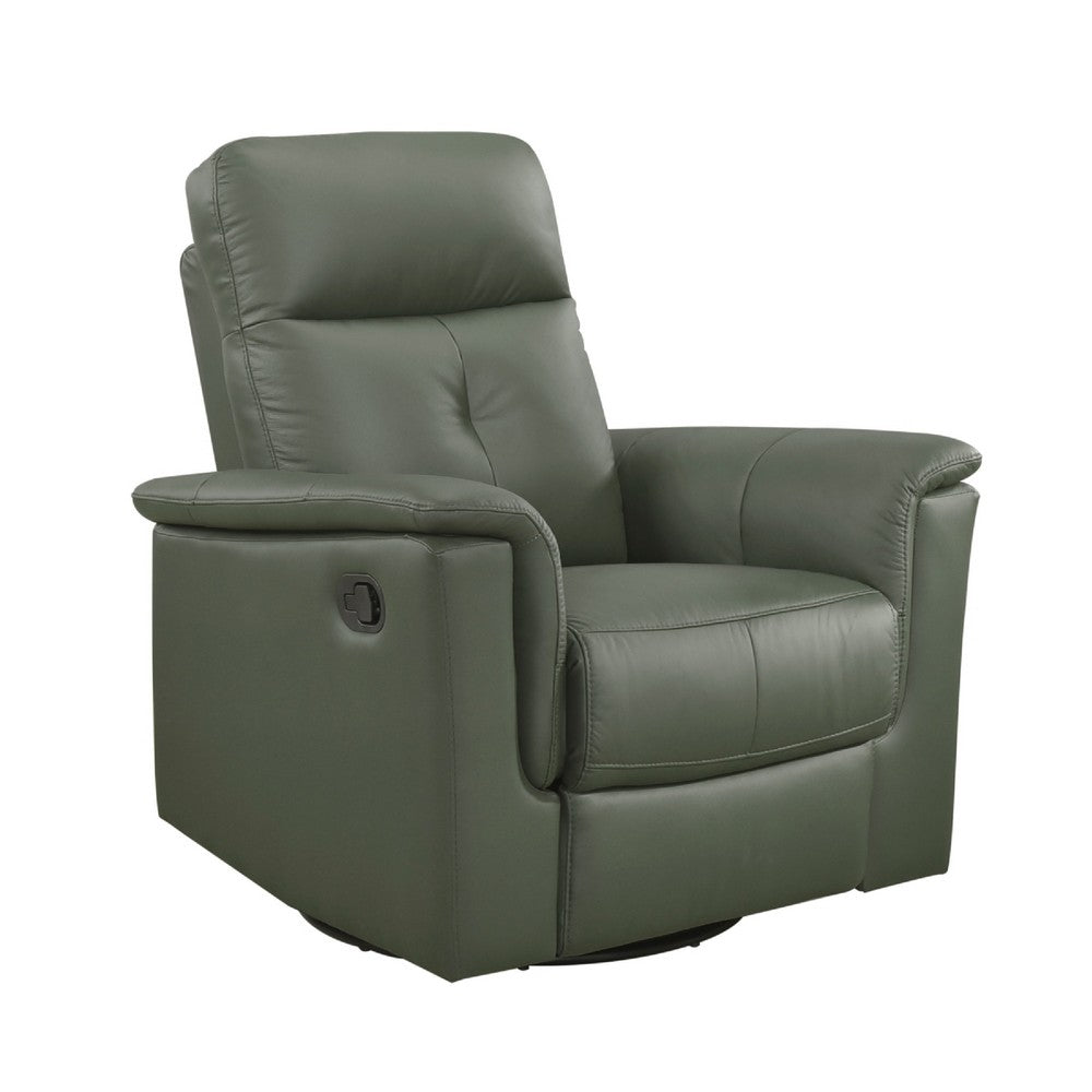 Rem Swivel Glider Manual Reclining Chair, Green Top Grain Leather - BM346756