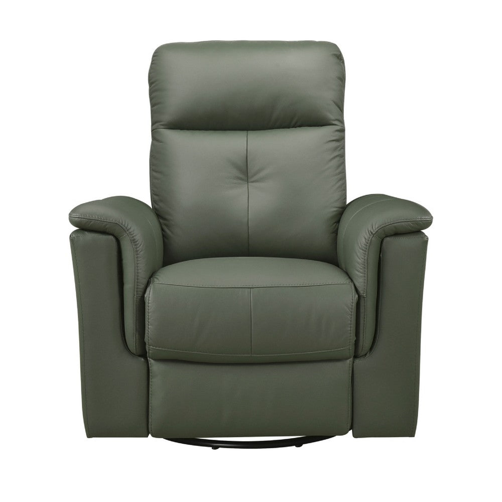 Rem Swivel Glider Manual Reclining Chair, Green Top Grain Leather - BM346756