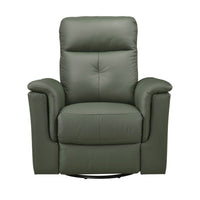 Rem Swivel Glider Manual Reclining Chair, Green Top Grain Leather - BM346756