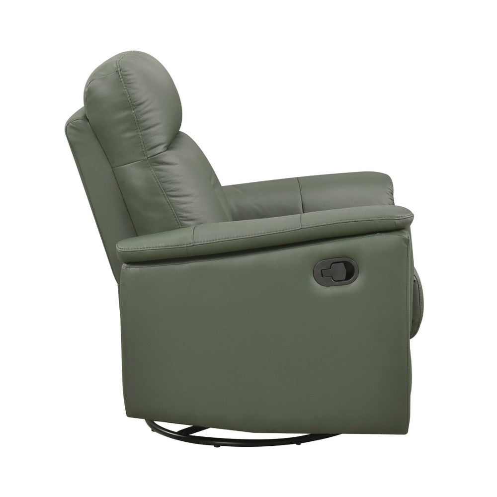 Rem Swivel Glider Manual Reclining Chair, Green Top Grain Leather - BM346756