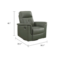 Rem Swivel Glider Manual Reclining Chair, Green Top Grain Leather - BM346756