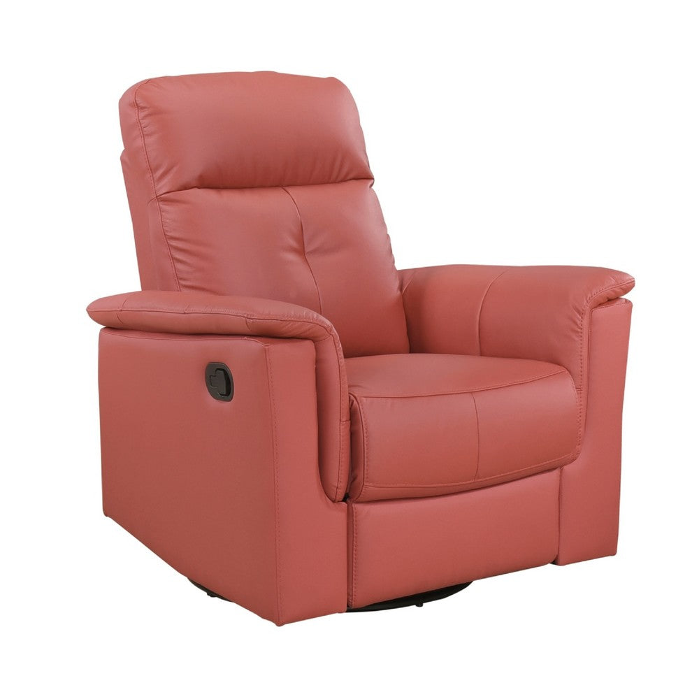 Rem Swivel Glider Manual Reclining Chair, Coral Red Top Grain Leather - BM346757