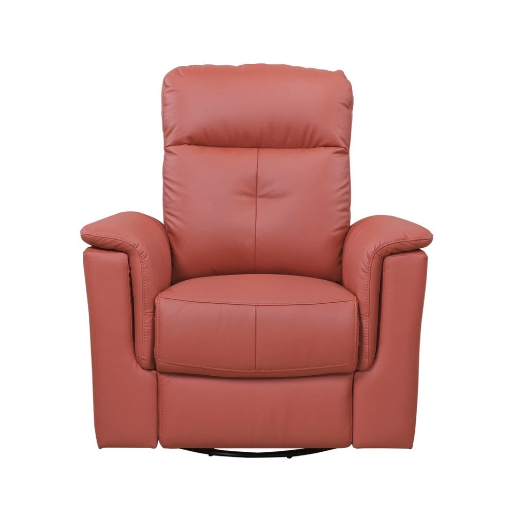 Rem Swivel Glider Manual Reclining Chair, Coral Red Top Grain Leather - BM346757