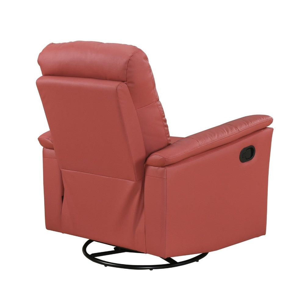 Rem Swivel Glider Manual Reclining Chair, Coral Red Top Grain Leather - BM346757