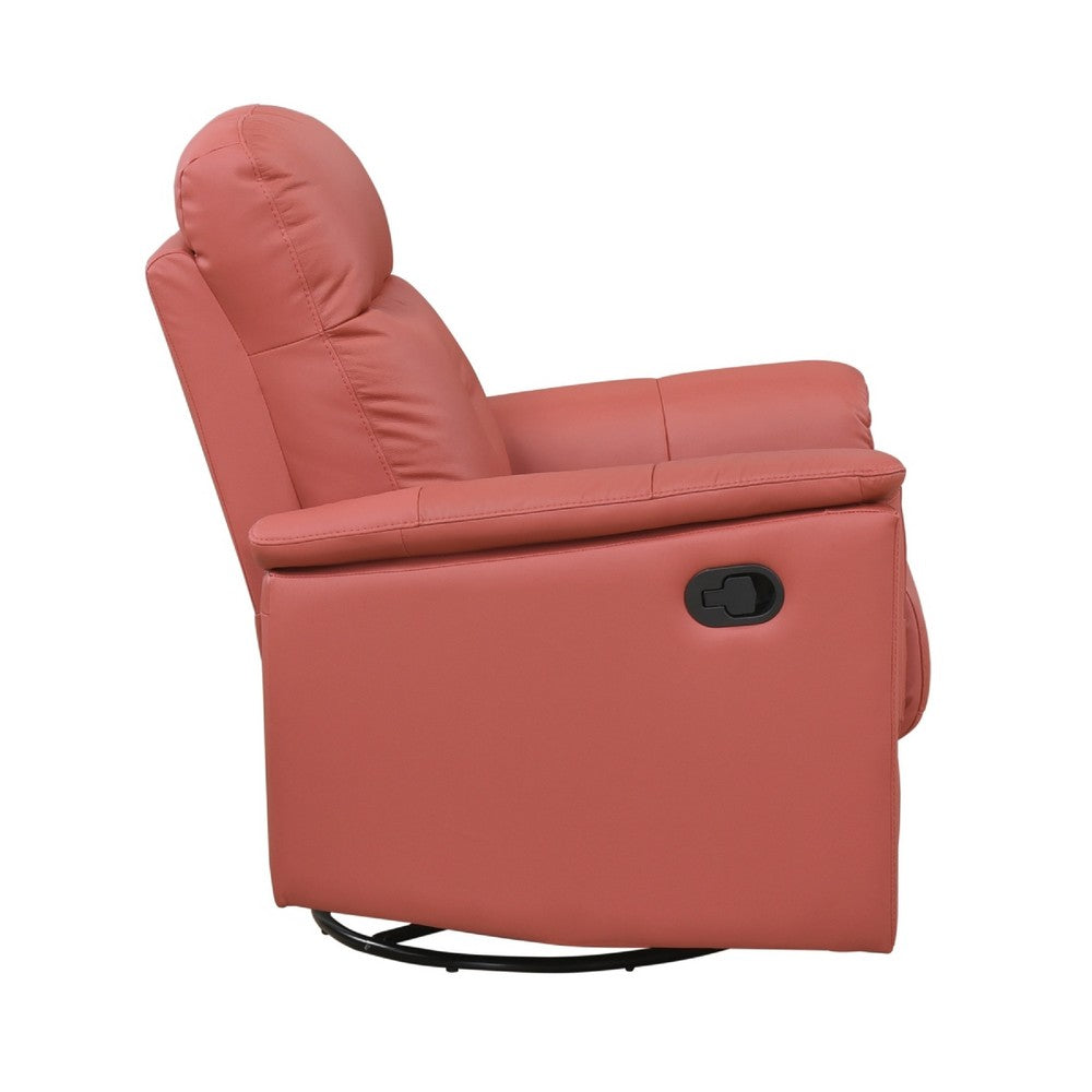 Rem Swivel Glider Manual Reclining Chair, Coral Red Top Grain Leather - BM346757