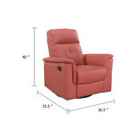Rem Swivel Glider Manual Reclining Chair, Coral Red Top Grain Leather - BM346757