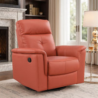 Rem Swivel Glider Manual Reclining Chair, Coral Red Top Grain Leather - BM346757