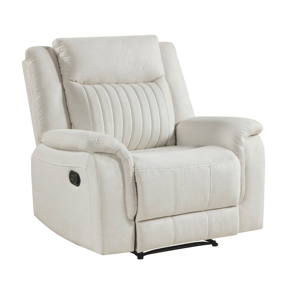Nez Manual Reclining Chair, Contrast Edges, Beige Polished Microfiber - BM346760