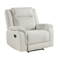 Nez Manual Reclining Chair, Contrast Edges, Beige Polished Microfiber - BM346760
