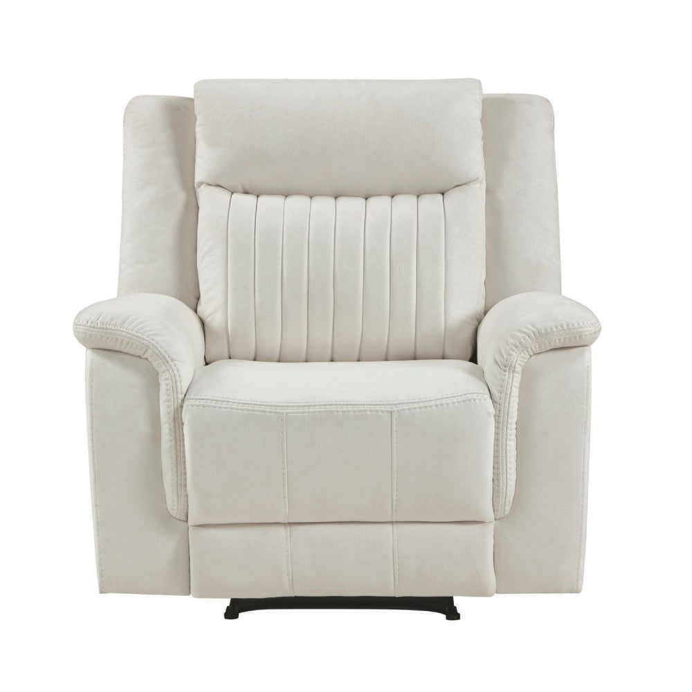 Nez Manual Reclining Chair, Contrast Edges, Beige Polished Microfiber - BM346760