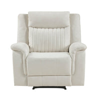 Nez Manual Reclining Chair, Contrast Edges, Beige Polished Microfiber - BM346760