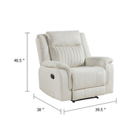 Nez Manual Reclining Chair, Contrast Edges, Beige Polished Microfiber - BM346760