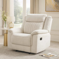 Nez Manual Reclining Chair, Contrast Edges, Beige Polished Microfiber - BM346760