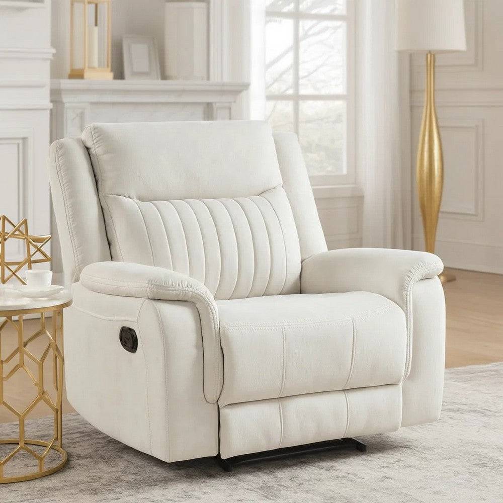 Nez Manual Reclining Chair, Contrast Edges, Beige Polished Microfiber - BM346760