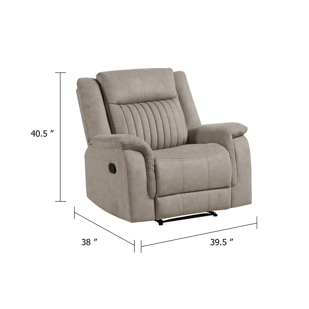 Nez Manual Reclining Chair, Contrast Edges, Dove Gray Microfiber - BM346761