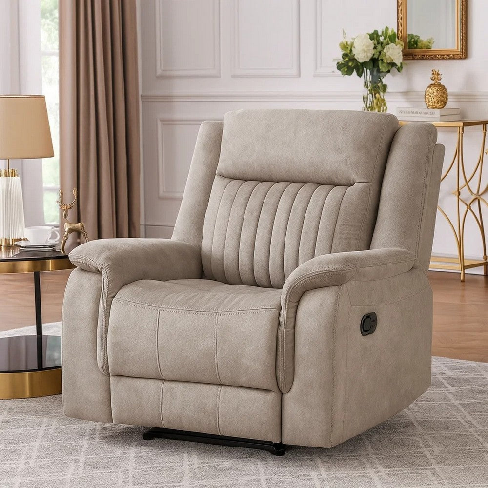 Nez Manual Reclining Chair, Contrast Edges, Dove Gray Microfiber - BM346761