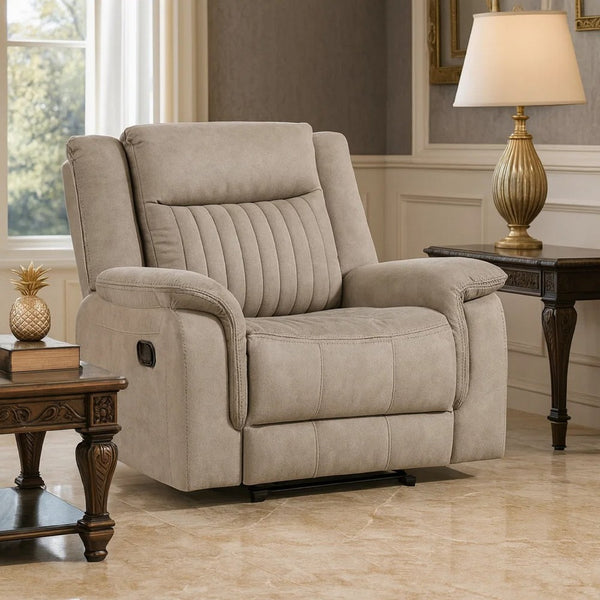 Nez Manual Reclining Chair, Contrast Edges, Dove Gray Microfiber - BM346761