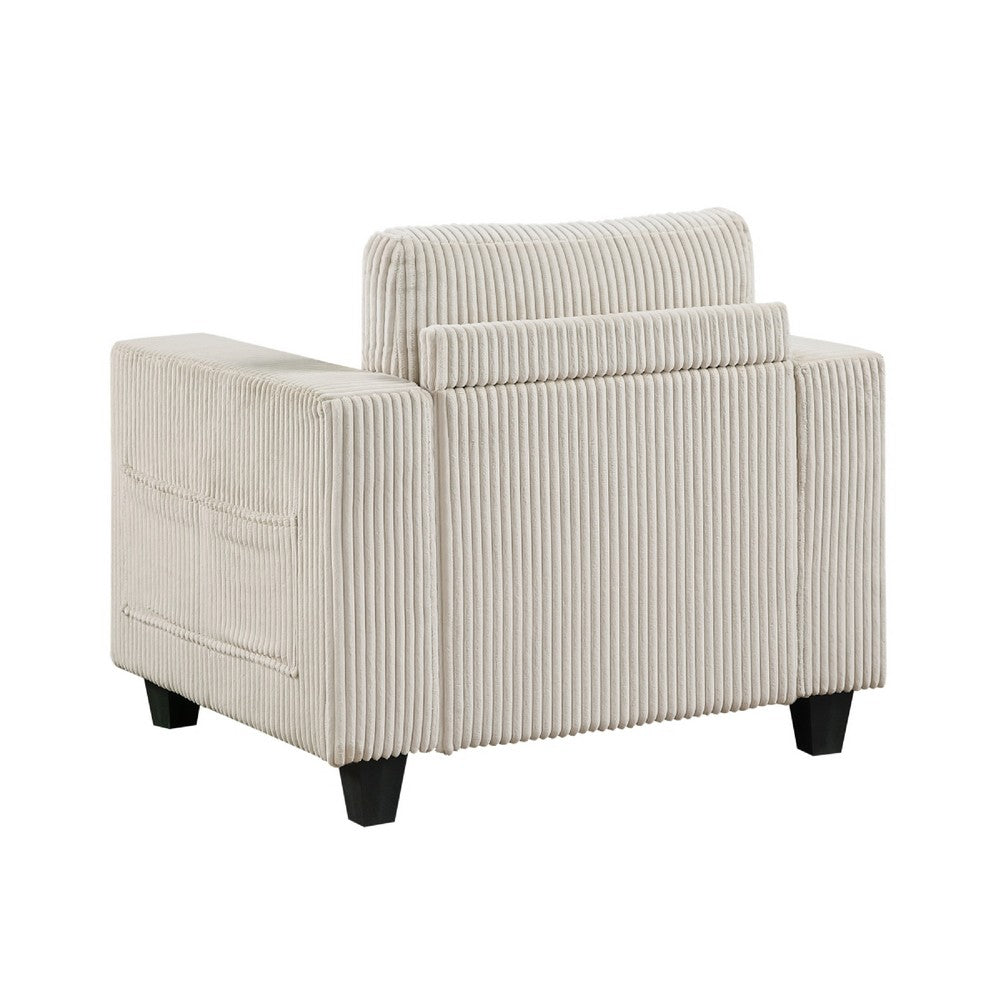 Wely Storage Chair w USB Charging Ports, Beige Corduroy Seat and Back - BM346762