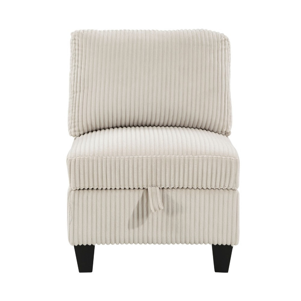Wely Armless Chair w Hidden Storage, Beige Corduroy Seat and Back - BM346763