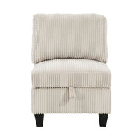 Wely Armless Chair w Hidden Storage, Beige Corduroy Seat and Back - BM346763