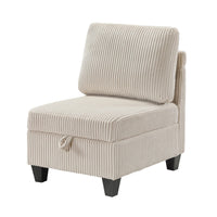 Wely Armless Chair w Hidden Storage, Beige Corduroy Seat and Back - BM346763